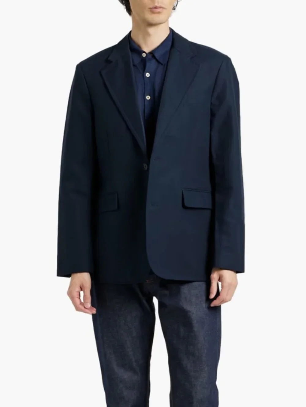 Alex Mill Grant Cotton Twill Blazer in Midnight Blue Size Large